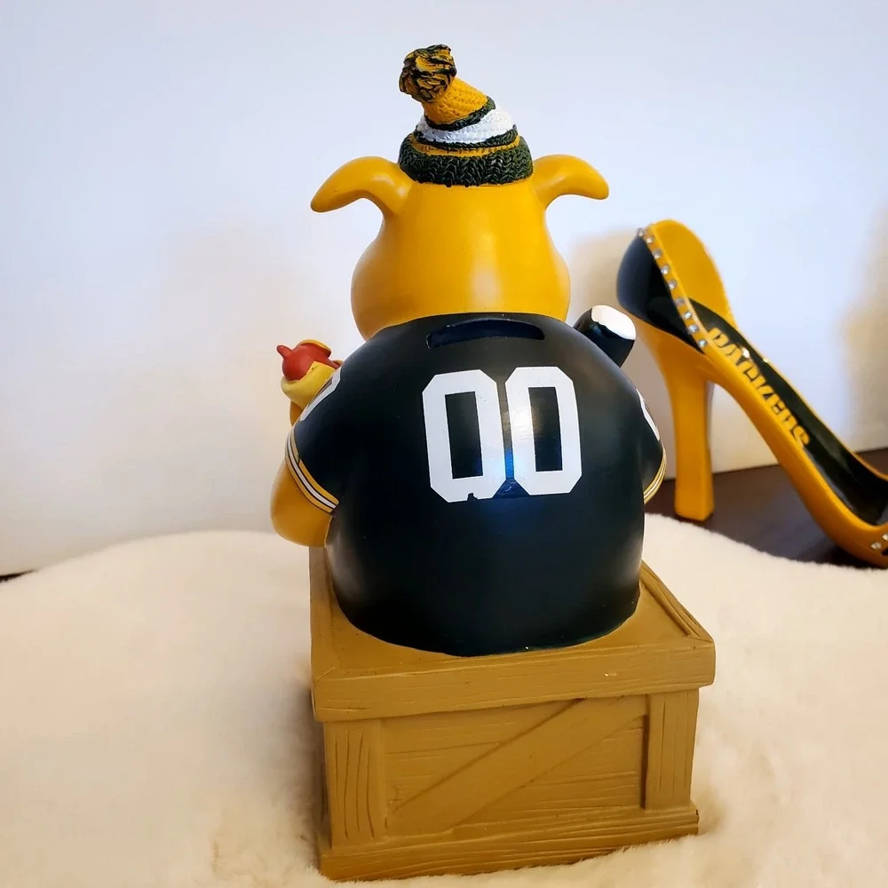 Green Bay Packers Pigskin Pig Coin Bank Figurine‎ NFL 5